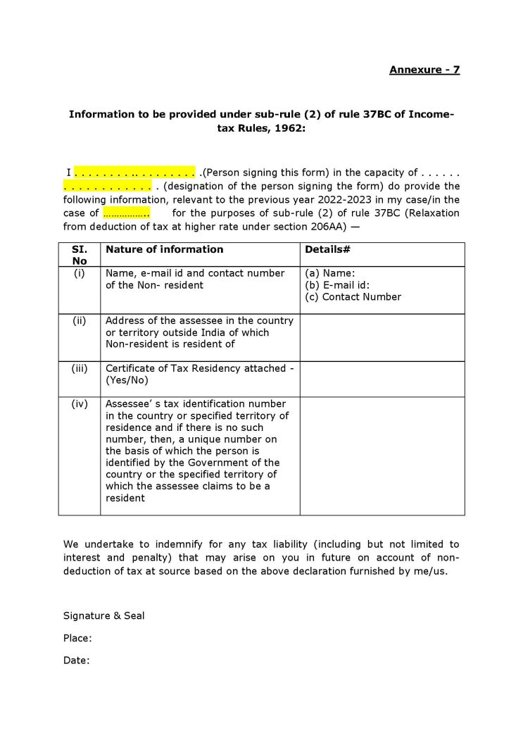 (인디샘 컨설팅) 인도에서 No PE Certificate 또는 No PE Declaration (인디샘 컨설팅) 인도에서 No PE Certificate 또는 No PE Declaration