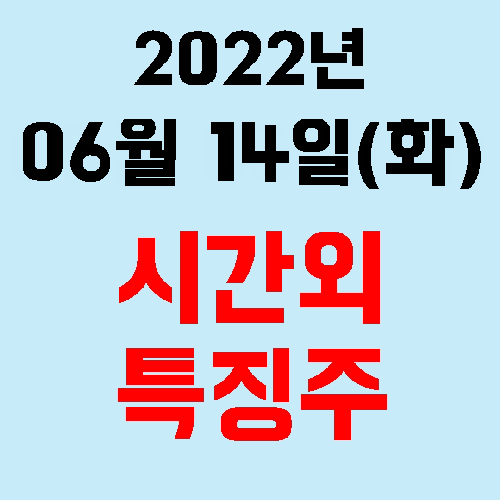  오늘의 시간외 특징주 2022년 06월 14일(화)