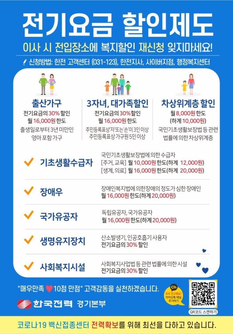 [요금할인] 전기요금 복지할인제도 안내