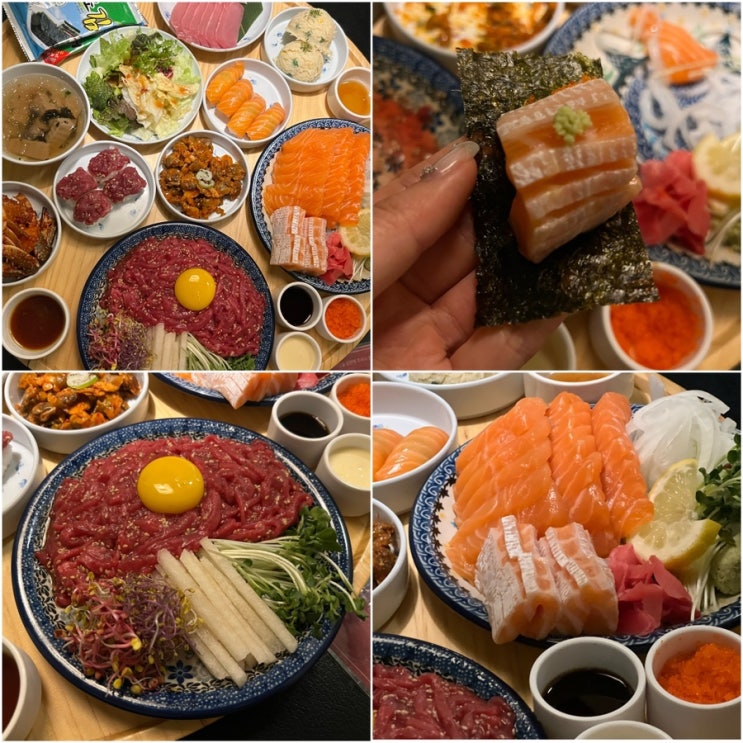  강남 무한리필 연어&육회 맛집 재방문했어요.