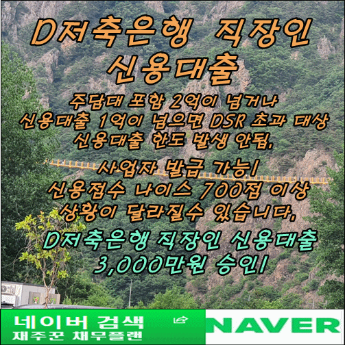  직장인 신용대출 D저축은행 3,000만원 당일 승인 