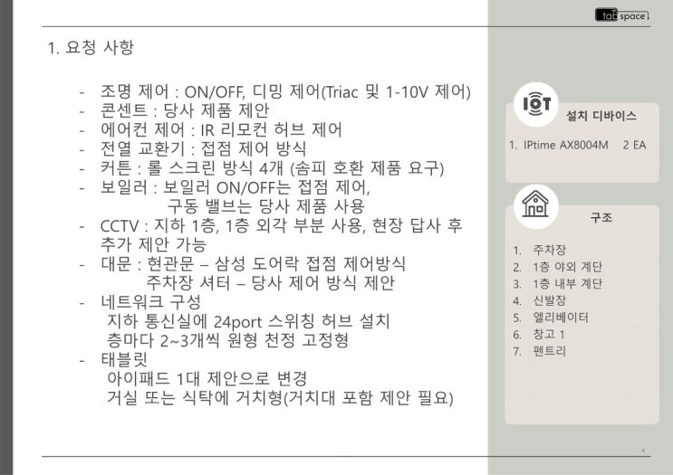  분당 구미동 단독주택 IoT - 신축 건물 사물인터넷  도입 제안서