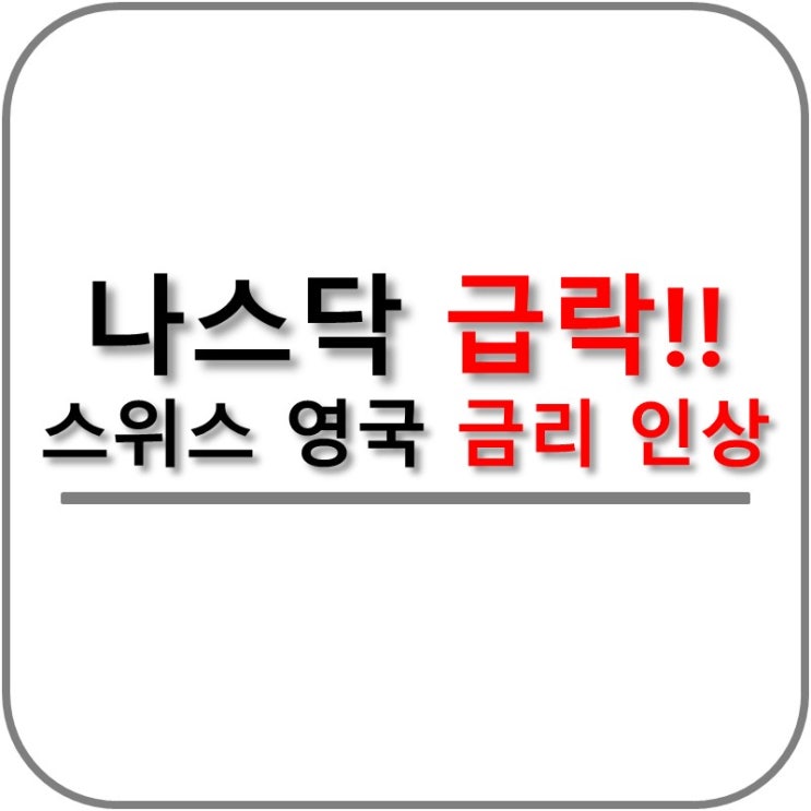  나스닥 급락!! 스위스 중앙은행 금리 인상 여파