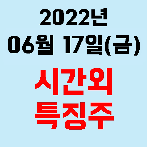  오늘의 시간외 특징주 2022년 06월 17일(금)