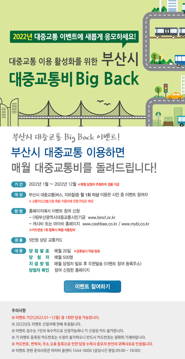  2022 부산 대중교통 캐시백 이벤트, 응모방법 및 당첨