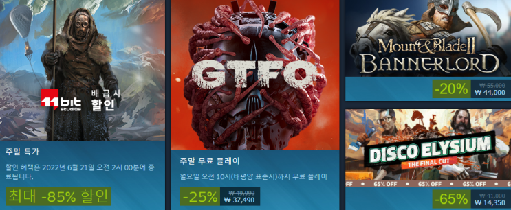  2022년 6월 3주차 스팀 세일 (스팀주말특별할인)
