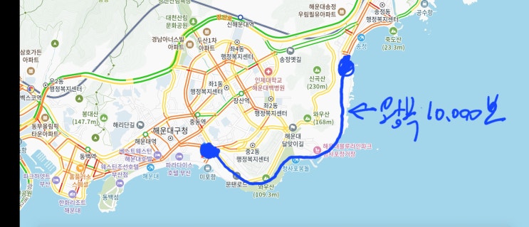 일요일 아침 해운대 해안길(미포~송정) 산책 및 걷기 운동