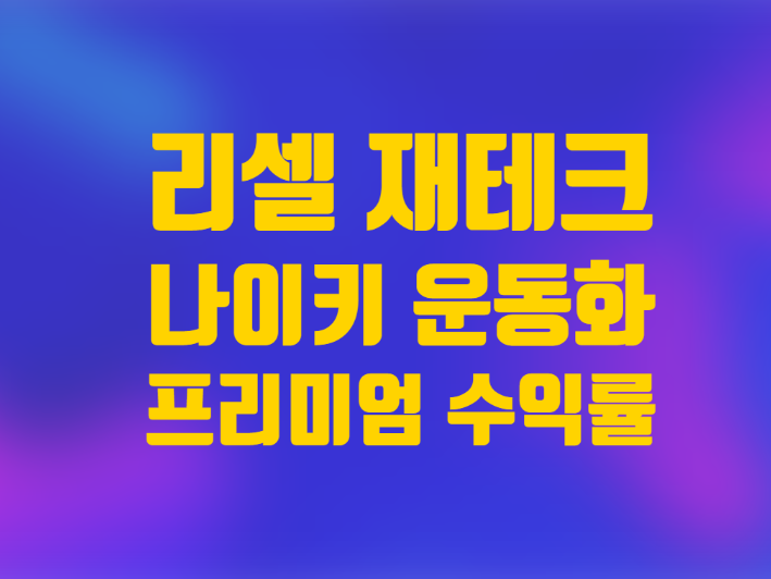  재테크 나이키 운동화 리셀 프리미엄 수익률
