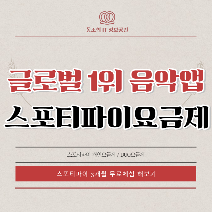 글로벌 뮤직앱 스포티파이요금제 소개