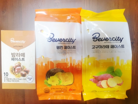  집에서도 카페에서 마시던 그 맛 그대로 베버시티홈  고구마라떼,밤라떼, 펌킨라떼 페이스트 홈 카페 음료 추천