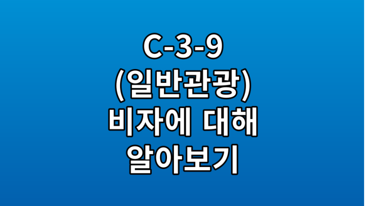  C-3-9(일반관광) 비자에 대해서 알아보기