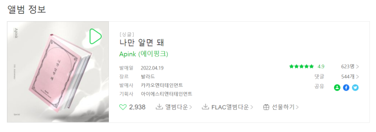  [아이돌 발라드 노래] [에이핑크 11주년 곡] 에이핑크(Apink) - 나만 알면 돼 / 가사 및 파트별 가사