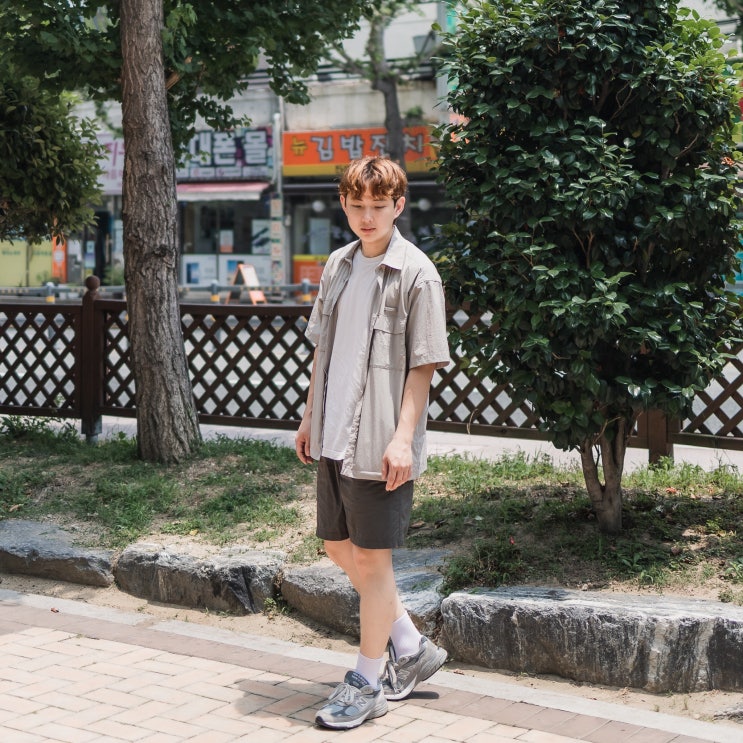  시원하게 걸치는, 에스로우 남자 반팔 셔츠 데일리룩 코디
