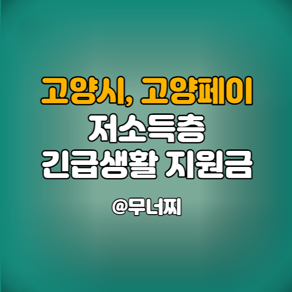  고양시, 고양페이(경기지역화폐) 저소득층 한시 긴급생활지원금 신청 방법