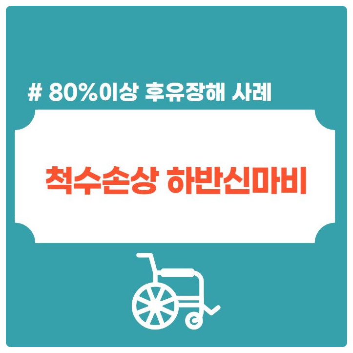  척수손상 하반신마비 80%이상 고도후유장해 보험금 산정