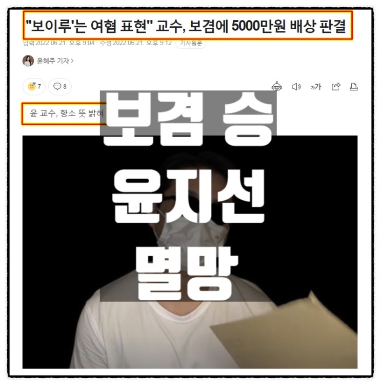 유튜버 보겸 승(勝) 윤지선 멸망 보겸에 5000만원 배상판결 유튜버 보겸 승(勝) 윤지선 멸망 보겸에 5000만원 배상판결