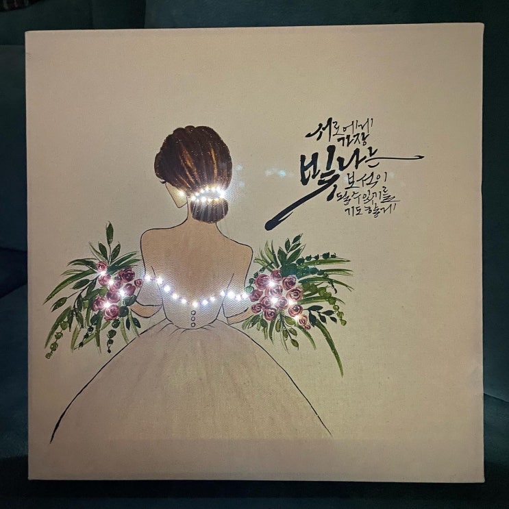  광섬유를 이용한 캔버스 액자, 캘리그라피, 캔버스, 광섬유