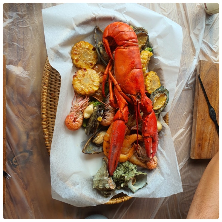  올레길 4코스 근처 태흥리 방파제 애견 동반 맛집 제주 미스터크랩 제주도 킹크랩 랍스터 커플세트 먹방