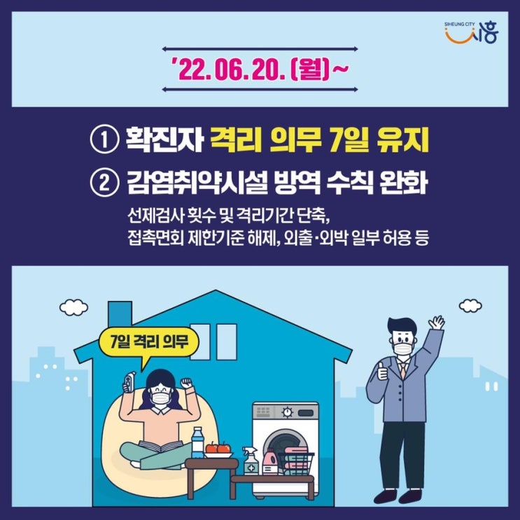  코로나19 확진자 격리 의무 7일 유지 / 6월 20일(월)부터