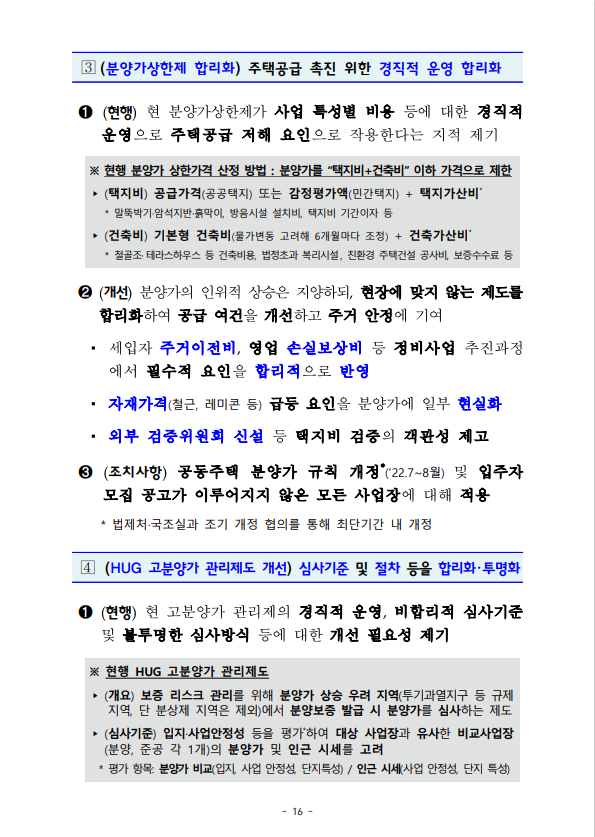  임대차시장안정/분양가상한제/규제지역재검토/주요과제추진일정