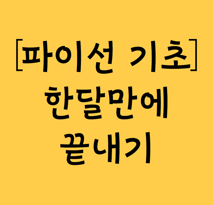 파이선 기초 한 달만에 끝내기 파이선 기초 한 달만에 끝내기