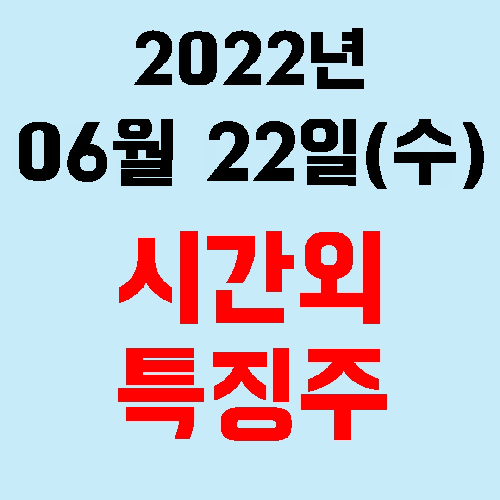  오늘의 시간외 특징주 2022년 06월 22일(수)