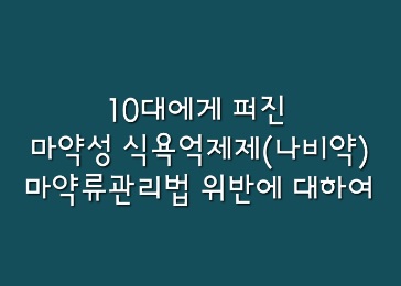  [뉴스속법률이야기] 10대에게 퍼진 마약류 식욕억제제(다이어트약) 나비약, 위반법률을 알아보자.