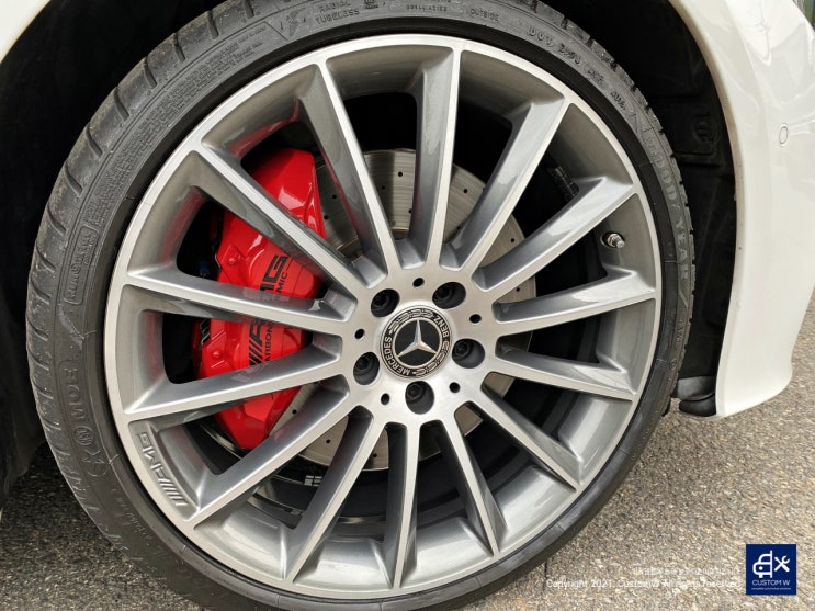 벤츠 E450 마차휠 다이아몬드 컷팅 휠복원 + 레드 캘리퍼 도색