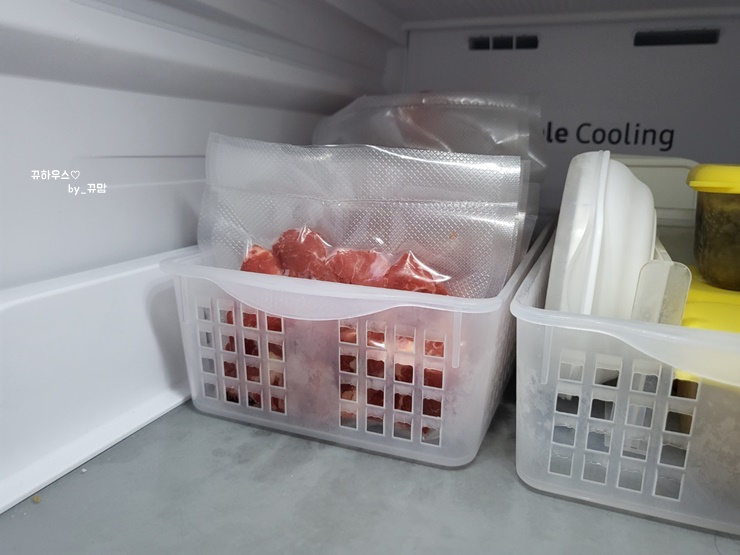  고기소분 손쉽게 진공포장기 사용했어요