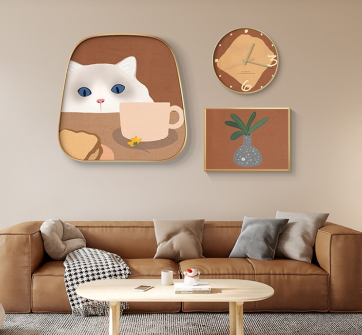  고양이 그림 벽시계 귀여운 인테리어 추천
