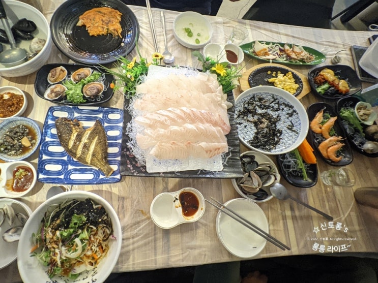 전주 서신동 대박수산 광어회와 오징어 새우튀김