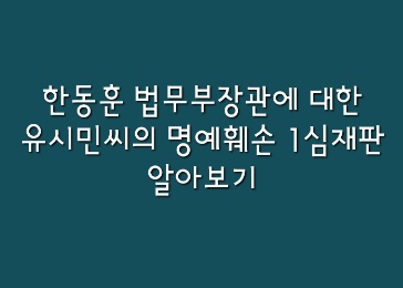  [뉴스속법률이야기] 한동훈 법무부장관에 대한 유시민씨의 명예훼손죄 1심 판결에 대해 알아보자.
