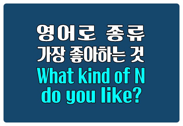 영어로 종류 가장 좋아하는 것 What kind of 명사 do you like? 영어로 종류 가장 좋아하는 것 What kind of 명사 do you like?