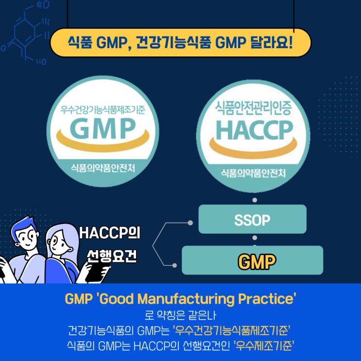  [식품기사 필답 문제 개념 정리] HACCP의 GMP, 건강기능식품의 GMP 차이점