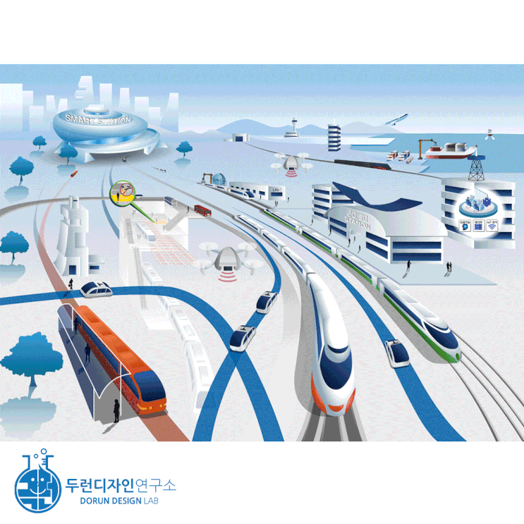 2030년과 2040년, 근 미래 한국철도 기술 비전을 제시하는 한국철도기술연구원의 미래철도 일러스트 2점 2030년과 2040년, 근 미래 한국철도 기술 비전을 제시하는 한국철도기술연구원의 미래철도 일러스트 2점