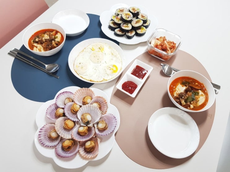  [지난 먹토리] 집밥/저녁 메뉴/순두부찌개/무수분수육/볶음밥/반찬/냉이된장국