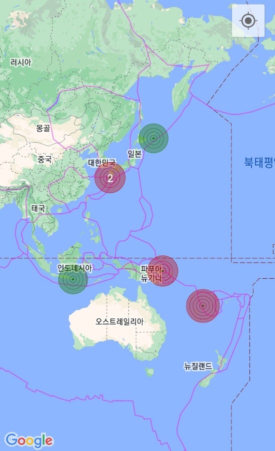  세계지진발생현황(2022년6월27일 현재)