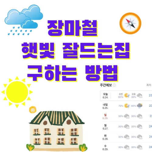 #1. 이사체크리스트_장마철 햇빛 잘 드는 집 구하는 방법c️_비오고 흐린 날 채광 좋은 집 구하기_남향  (여름 집 구하기 꿀팁)_ 나침반 보는 방법c