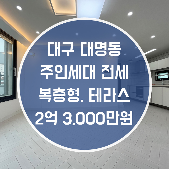  대구 남구 대명동 / 주인세대 전세 복층형, 단독테라스안지랑역6분, 현충로역9분 월세가능