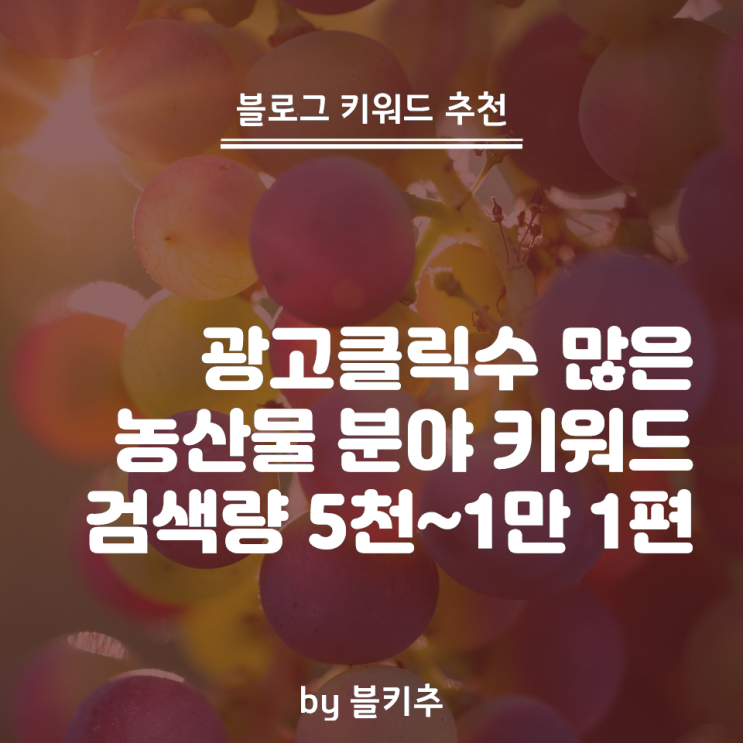  광고 클릭수 많은 농산물 키워드 1편(검색량 5천-1만)
