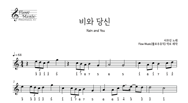  이무진 - 비와 당신 칼림바악보