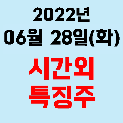  오늘의 시간외 특징주 2022년 06월 28일(화)