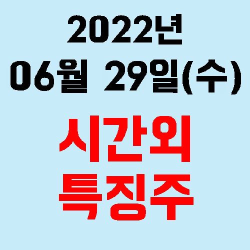  오늘의 시간외 특징주 2022년 06월 29일(수)