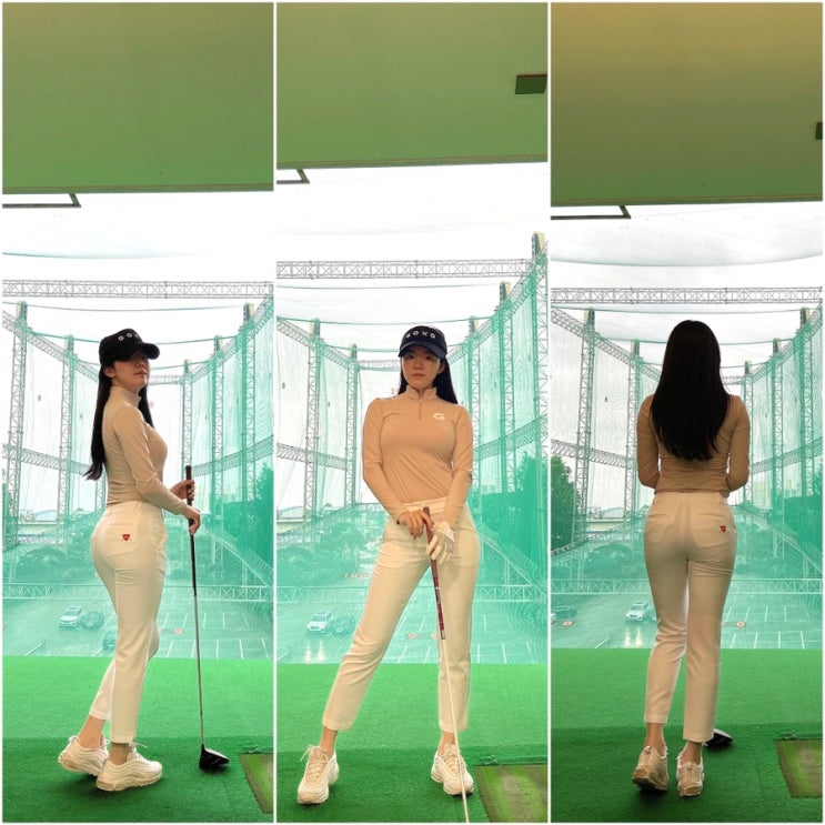  고엑스오 화이트 골프팬츠 골반핏 예술이네요.