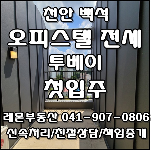 천안 백석동 오피스텔 분리형투베이 전세 정보