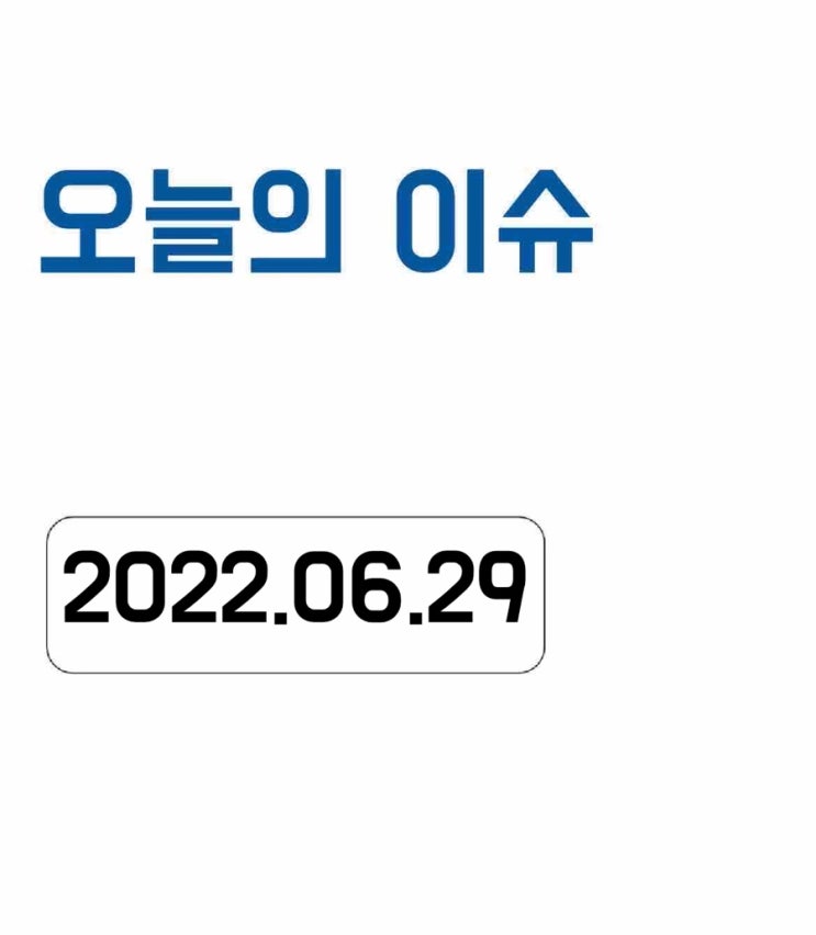  [오늘의 이슈] 2022년 6월 29일 오늘의 이슈