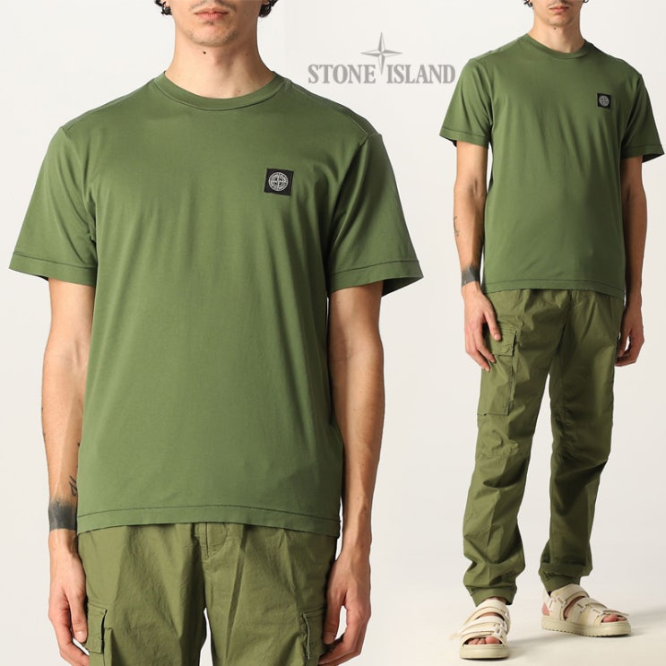  스톤아일랜드 22SS JERSEY 가먼트다이 로고 패치 반팔티 BO
