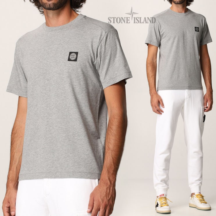  스톤아일랜드 22SS JERSEY 가먼트다이 로고 패치 반팔티 GY