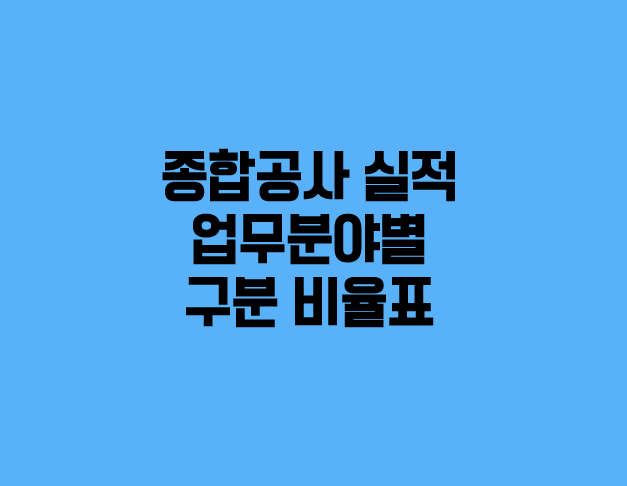 종합공사 실적에 대한 업무분야별 구분 비율표