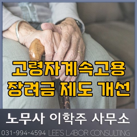 고령자 계속고용장려금 제도개선 (파주노무사, 파주시노무사) 고령자 계속고용장려금 제도개선 (파주노무사, 파주시노무사)